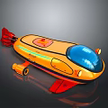 Futuristic Orange Aircraft Design With Blue Cockpit Red Tail Wings And Glowing Stripes
