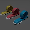 Colorful Tape Dispensers in Yellow Red Blue with White Base on Gray Background Design