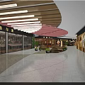 Busy Shopping Mall Atrium With People Walking Shops And Modern Ceiling Design