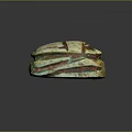 Wood and Stone Decorative Sculpture With Layered Structure Natural Texture And Green Brown Tones