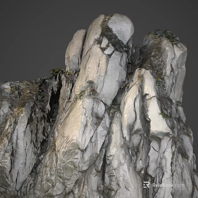 Scenic Rural Landscape with Rocky Hillside Cliffs and Lush Green Vegetation 3d model 