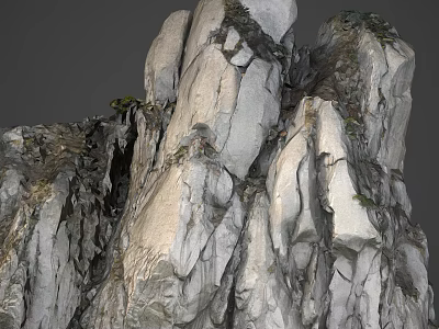 Scenic Rural Landscape with Rocky Hillside Cliffs and Lush Green Vegetation 3d model