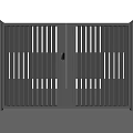 Modern Double Entrance Gate Design With Vertical Slats And Side Pillars