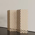 Wooden Room Divider Screen With Square Grid Pattern For Modern Home Interior Decoration 3d model