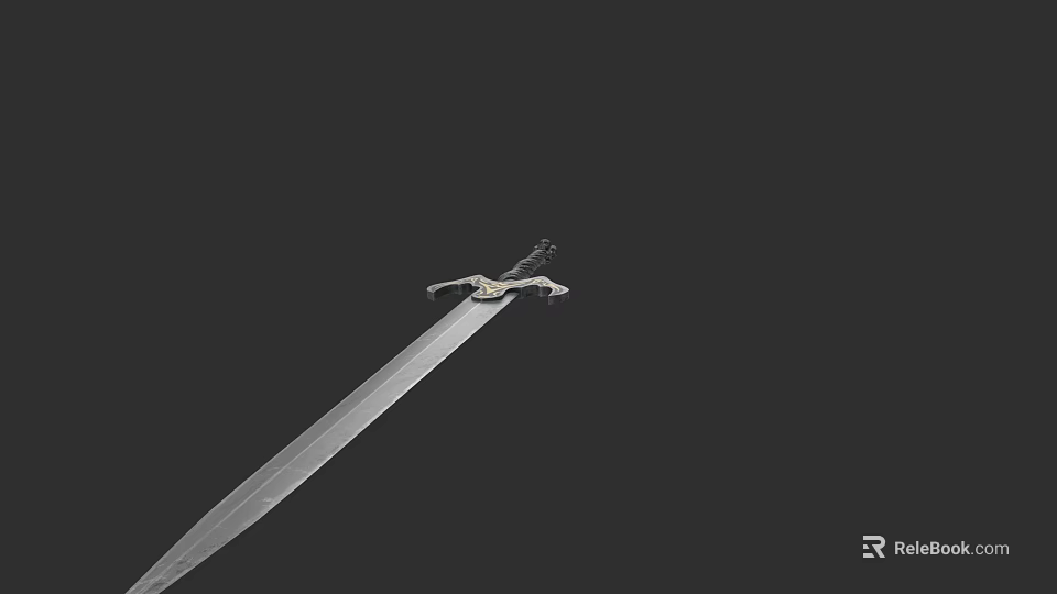 Ancient Decorative Sword With Intricate Hilt Design And Sharp Metal Blade 3d model 