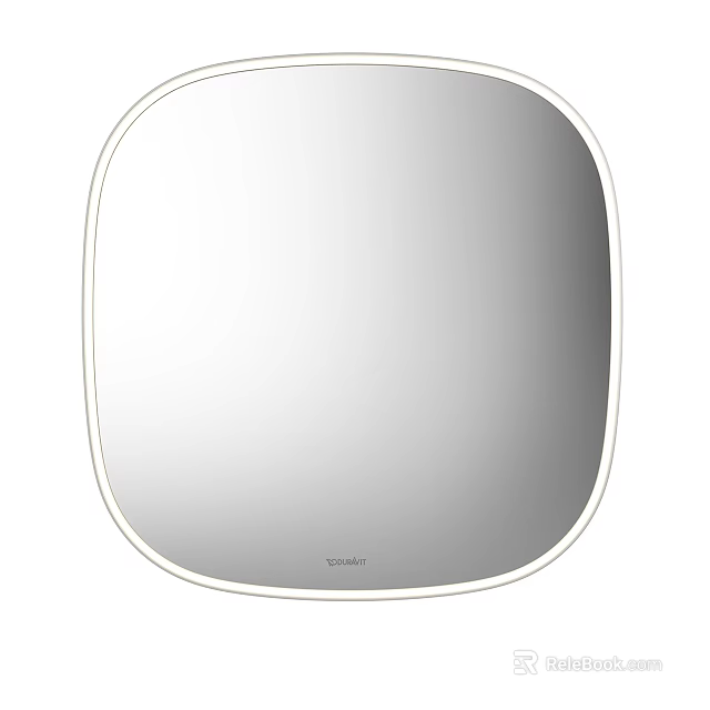 Modern Square Mirror with Rounded Corners and White Slim Frame for Home Decor 3d model 