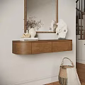 Modern Floating Wooden Entryway Console Side Cabinet With Stylish Ornaments For Cozy Home Entrance Space