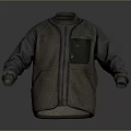 Casual Warm Fleece Jacket with Zipper Closure Dark Sleeves and Front Pocket