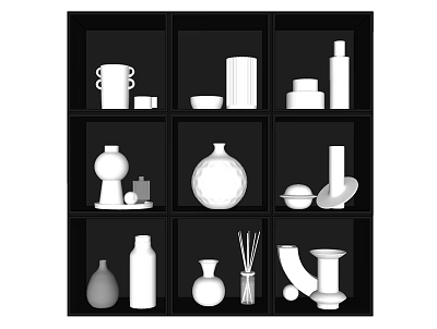 Modern Ornaments Combination Ornaments Pottery Pot Vase Container Book 3d model