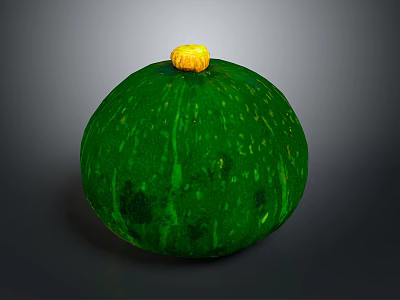 Vibrant Green Pumpkin With Yellow Stem Perfect For Home Decor And Cooking Use 3d model