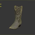 Gray Leather Cowboy Boots With Embroidered Floral Design Speckled Toe And Block Heel