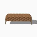 Stylish Brown Sofa Bench With Diamond Tufted Upholstery and Golden Metal Legs