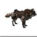 Mythical Wolf With Leather Saddle Armor And Metal Decorative Accents
