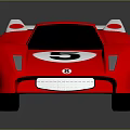Red Race Car with Number 5 Super Speed Text White Rear Wing and Black Windows