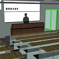 School Lecture Hall With Architectural Design Course Projection Screen And Rows Of Desks