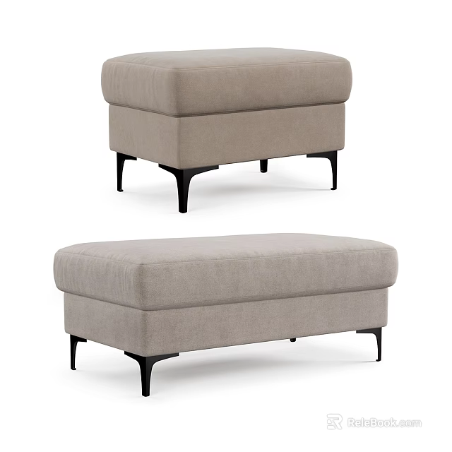 Modern Light Gray Upholstered Sofa Bench With Black Tapered Legs And Comfortable Design 3d model 