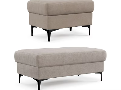 Modern Light Gray Upholstered Sofa Bench With Black Tapered Legs And Comfortable Design 3d model
