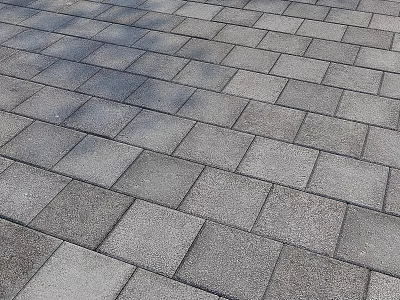 Gray Brick Paved Ground With Neatly Arranged Square Textured Tiles 3d model