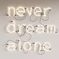 Decorative Neon Wall Lamp With Never Dream Alone Letter Design For Home Decor