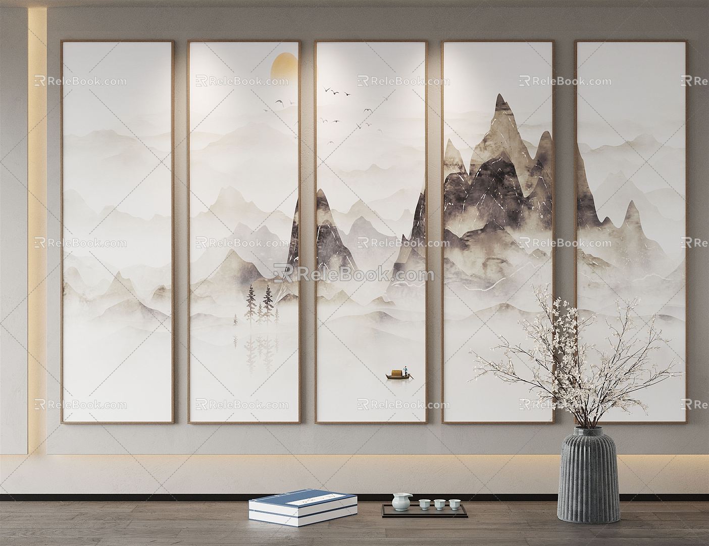 New Chinese Landscape Painting Decorative Painting 3d model