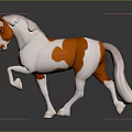 3D Model of Orange and White Horse with White Mane and Tail in Standing Pose 3d model