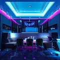 Modern KTV Interior With Neon Lights Large Screen Sofas And Sound System 3d model