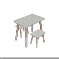 Kids Table with Matching Stools White Tabletop and Natural Wood Legs Simple Modern Design
