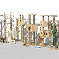 Variety of Wooden Cat Trees with Climbing Platforms and Perches for Cats