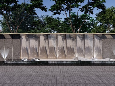 Waterscape wall Enclosure wall Straight entrance wall model