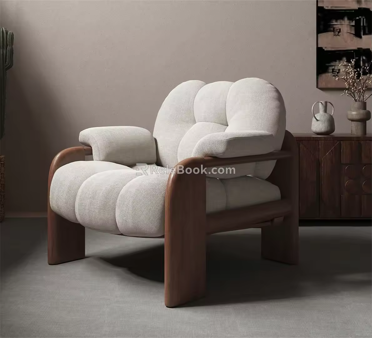 Modern Middle Style Single Sofa 3d model