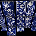 Blue and White Patterned Ceiling Decorations with Floral and Geometric Designs 3d model
