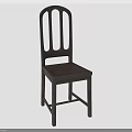 Dark Wooden Single Chair With Vertical Slat Back And Solid Structure