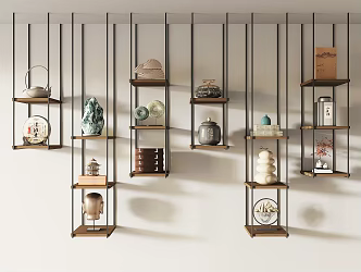 New Chinese-style Storage Rack Storage Rack Ornaments Combination 3d model