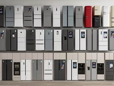 Modern Refrigerators And Freezers With Various Colors Smart Features And Stylish Designs 3d model