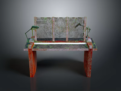 Unique Artistic Table Furniture With Colorful Legs Patterned Tabletop And Decorative Panels 3d model