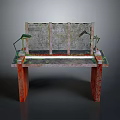 Unique Artistic Table Furniture With Colorful Legs Patterned Tabletop And Decorative Panels