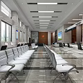 Modern Bright Service Hall Interior With Large Screens Waiting Area Sofas And Bookshelves