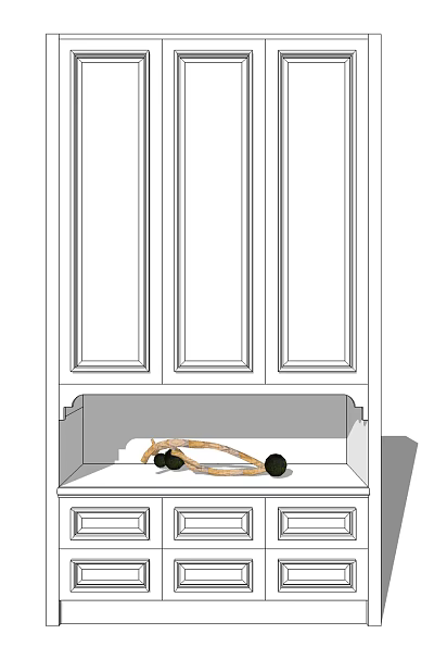 Sleek Entryway Cabinet Sideboard With Three Doors And Open Storage Compartment 3d model