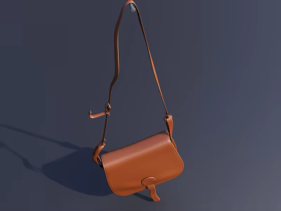 Brown Leather Shoulder Bag With Stylish Flip Cover And Buckle Design 3d model