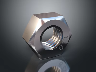 High Quality Hexagon Metal Nut With Threaded Hole For Industrial Hardware Tools 3d model