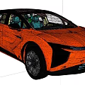 Orange 3D Mesh Concept Car With Modern Sleek Design And Digital Rendering 3d model
