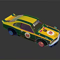 Mazda Yellow And Green Racing Car With Number 19 On Body
