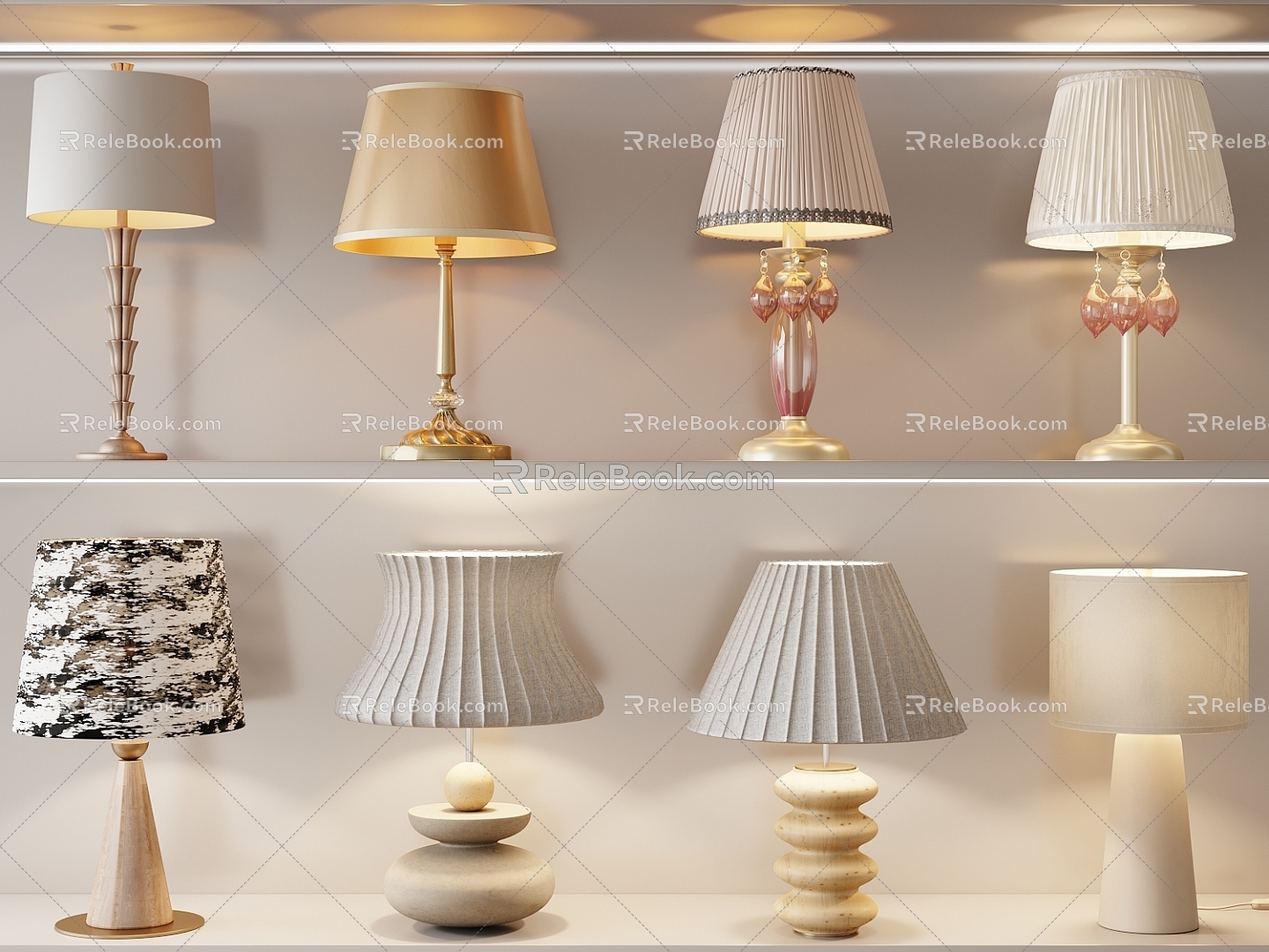 Modern French Cream Table Lamp 3d model