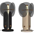 Modern Table Lamps With Wooden And Black Bases Transparent Circular Shades
