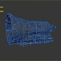 Large Metal Engine Component Cylindrical Silver Gray Design With Holes Bolts And Reflective Surface