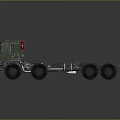 Green Military Truck Chassis with Multiple Wheels and Exposed Frame Structure
