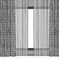 Black And White Checkered Curtains With Sheer White Panels For Window Decoration