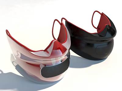 Red And Black Transparent Protective Face Shields As Daily Life Essentials With Comfortable Design 3d model