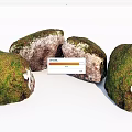 Natural Moss Covered Stones And Wood Elements For Garden Landscape Design