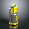 Yellow And Silver Cylindrical Tactical Weapon With Metal Components And Pull Ring Design 3d model